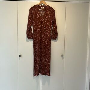 Natural Life brand, lightweight, maroon floral maxi dress. Size Small